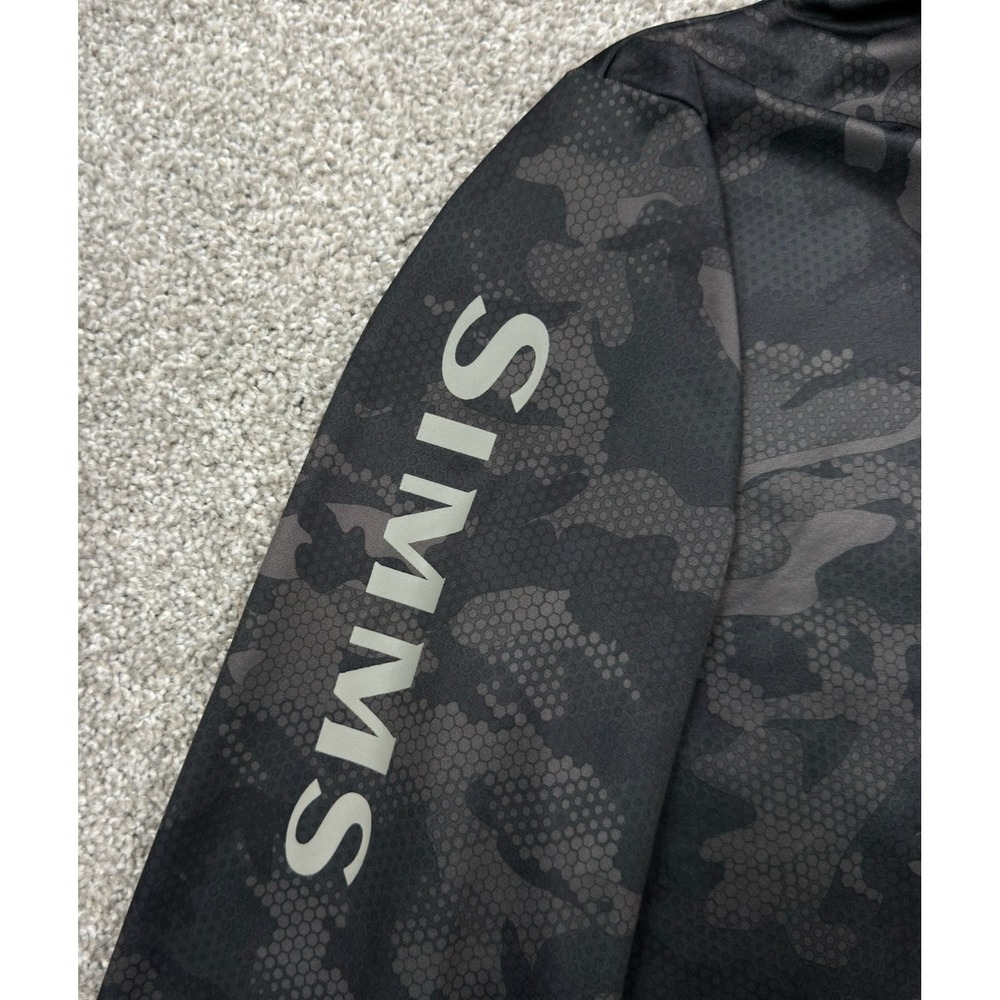 Simms Fishing Hoodie Men's M Black Hex Camo Fleece Lined Pullover Outdoor - Picture 6 of 9